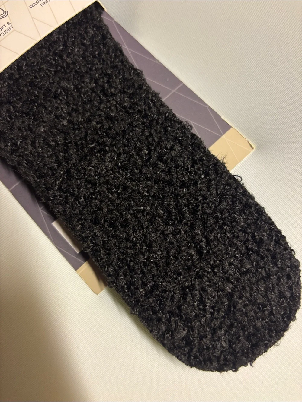 Flat Socks No Show Liner - Black Fuzzy